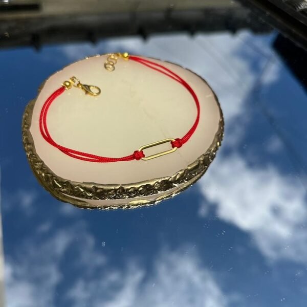 Bracelet Lien de Soie & Anneau d’Or Épuré fait main