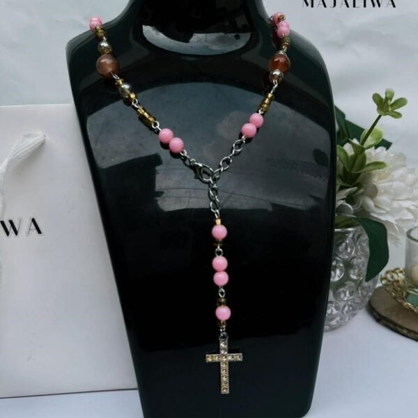 Collier Rozari Moderne "Rosa" – Perles & Croix Scintillante