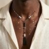 IMG_9031 Collier Cravate "Pé" – Chaîne Acier, Perles et Pendentif Géométrique